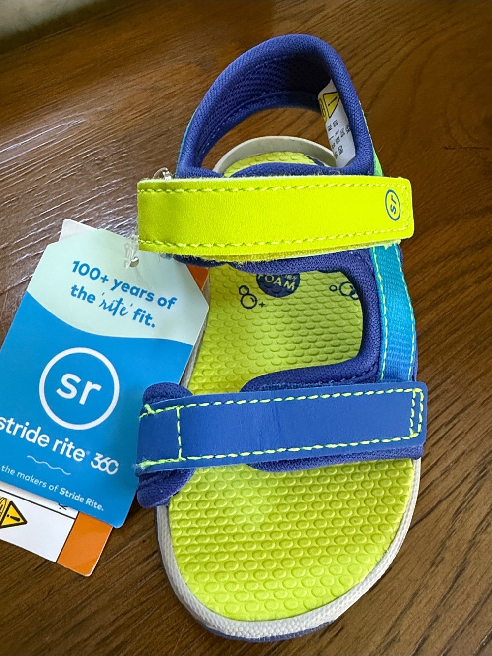 Stride Rite Asher Boys Neon Yellow & Blue Sandals. Water friendly. Size 7. - Picture 5 of 13